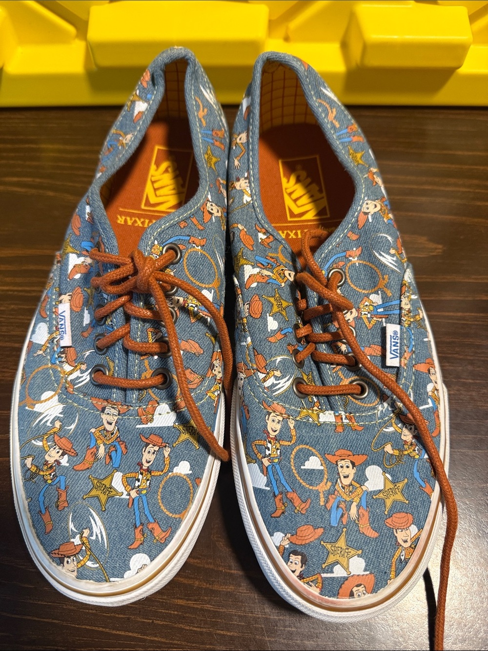 Vans Woody Print Low Top Sneakers - Blue with Brown Laces